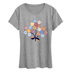 Women's - Instant Message - Patchwork Flowers Short Sleeve Graphic T-Shirt - 1 of 4