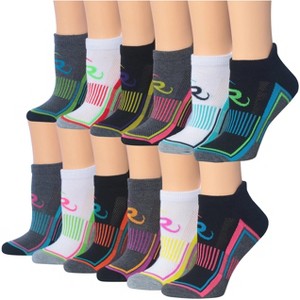 Tipi Toe Women's 12-Pairs Running & Athletic Neon Sprint Burst Patterned Performance Low Cut Socks - 1 of 1