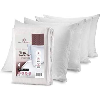 Circles Home 100% Cotton Breathable Pillow Protector with Zipper (4 Pack)