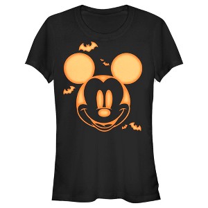 Juniors Womens Mickey & Friends Pumpkin Face T-Shirt - 1 of 4