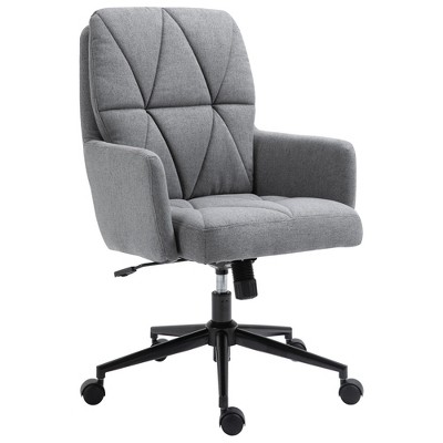 Vinsetto Office Chair Swivel Upholstered Task Chair with Double Thick Padded Backrest Adjustable Height Soft Cushioned Seat and 5 Wheels Grey