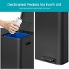 Home Zone Living 16 Gallon Stainless Steel Dual Trash and Recycling Can with Removable Liners and Soft Close Lids, Black - 4 of 4
