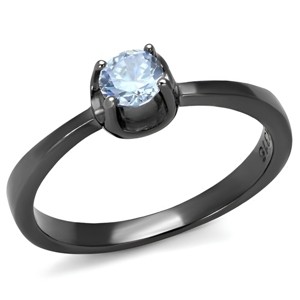 Slickblue Women's Engagement-Style Ring – 4.5mm Amethyst CZ Stone with Sleek IP Light Black Band – Size 5–10 - 1 of 4