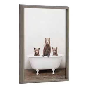 18" x 24" Blake Three Little Bears in Vintage Bathtub Framed Printed Glass by Amy Peterson Art Studio - Kate & Laurel All Things Decor - 1 of 4