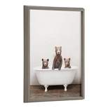 18" x 24" Blake Three Little Bears in Vintage Bathtub by Amy Peterson Framed Printed Art Gray - Kate & Laurel All Things Decor