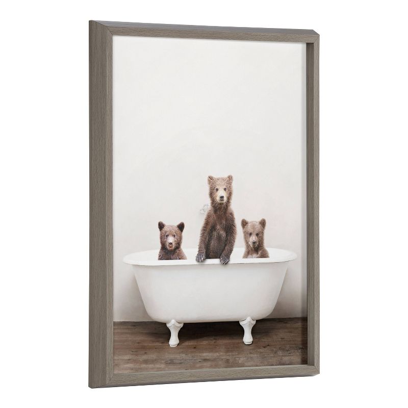 18&#34; x 24&#34; Blake Three Little Bears in Vintage Bathtub by Amy Peterson Framed Printed Art Gray - Kate &#38; Laurel All Things Decor, 1 of 9
