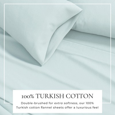 Light Blue Full Size Cotton Flannel Sheet Set