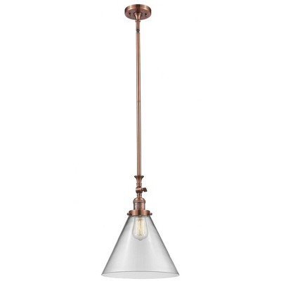 Cone - 1 Light Stem Hung Tiltable Mini Pendant In Industrial Style-18 Inches Tall and 12 Inches Wide