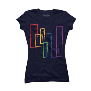 Adult Design By Humans Crayon Rainbow Rectangles Abstract By T-Shirt - 1 of 2