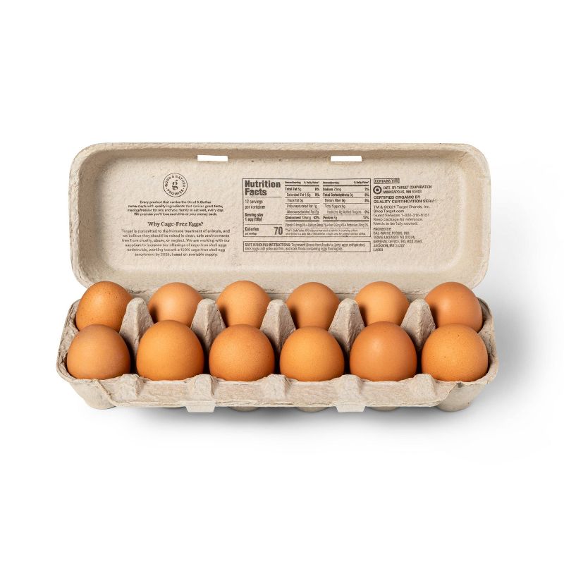 Organic Cage-Free Fresh Grade A Large Brown Eggs - 12ct - Good &#38; Gather&#8482;, 4 of 8