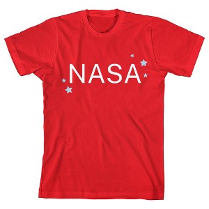 NASA Star Text Crew Neck Short Sleeve Red Youth Girl's T-shirt - 1 of 3