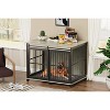 Dog cage, furniture style dog cage with sliding iron doors, modern decorated pet house dog cage with soft cushions - 2 of 4