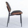 Kumasinova Mid-Century Walnut Bentwood Dining Chairs, Set of 2 Faux Leather Upholstered Chairs with Metal Tapered Legs, Retro Ergonomic Kitchen Chairs - 2 of 4