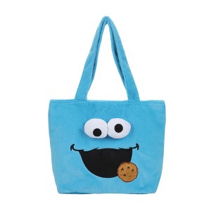 Sesame Street Cookie Monster Fuzzy Tote Bag - 1 of 4