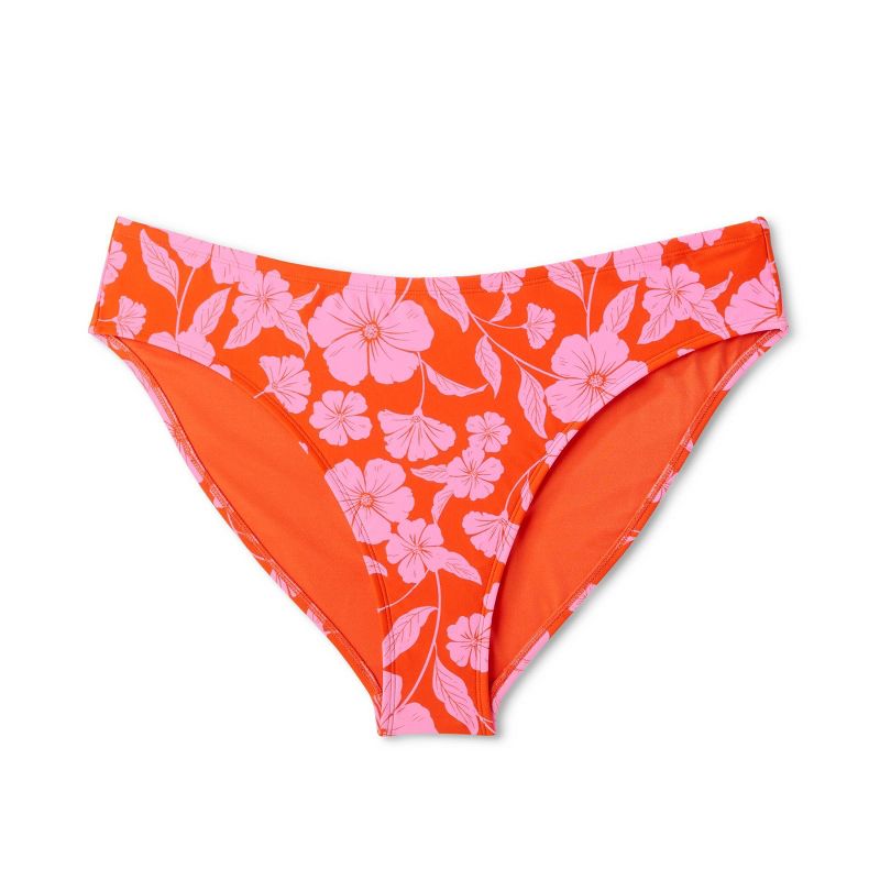 Women's Low-Rise Hipster Bikini Bottom - Wild Fable™ Orange/Pink Tropical Print, 4 of 9