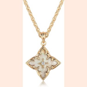 14K Gold Plated Clover Pendant Necklace - Dainty Adjustable CZ Charm Choker, Lucky Jewelry for Women - 1 of 4