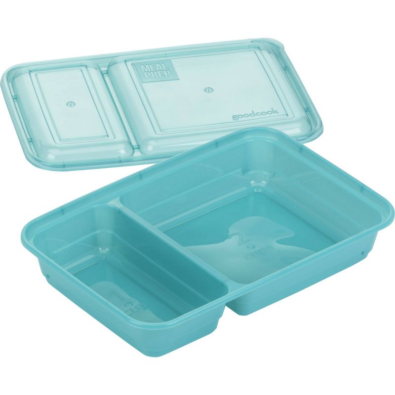 GoodCook Meal Prep 2 Compartment Large Rectangle Dark Teal Containers + Lids - 10ct, 2 of 13