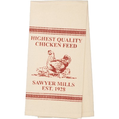 Sawyer Mill Red Chicken Muslin Unbleached Natural Tea Towel 19x28 VHC Brands
