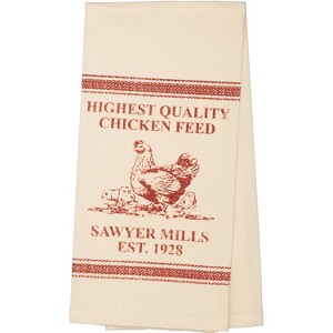 Sawyer Mill Red Chicken Muslin Unbleached Natural Tea Towel 19x28 VHC Brands - 1 of 4