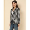 INSPIRE CHIC Women's Casual Fit Notched Lapel Double Breasted Plaid Formal Blazer - 2 of 4