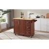 LunaLulinlk 54 inch Portable Wooden Kitchen Island Cart Large Capacity with 3 drawers Drop-Leaf Table Spice Rack & Towel Rack - 4 of 4