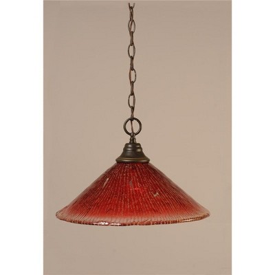 Toltec Lighting Any 1 - Light Pendant in  Dark Granite with 16" Raspberry Crystal Shade