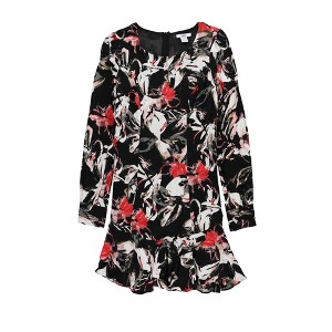 bar III Womens Party Floral Mini Dress, Black, 12 - 1 of 2