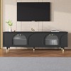 Spassway White TV Stand with Adjustable Shelves Storage Cabinet with Arch Fluted Glass Doors Entertainment Center for Living Room for TVs up to 78" - 2 of 4