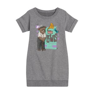 Girls' - IF Movie - Lewis Poster Graphic Short Sleeve Fleece Dress - 1 of 4