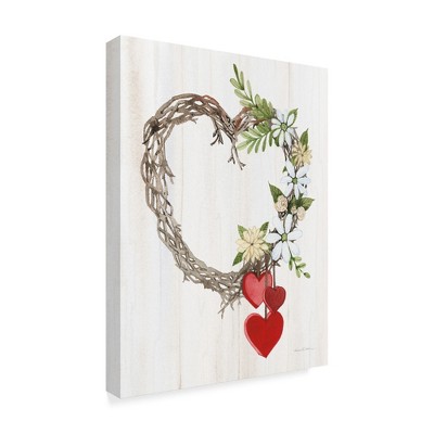 Trademark Fine Art -Kathleen Parr Mckenna 'Rustic Valentine Heart Wreath Ii' Canvas Art