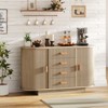 Modern Fluted Sideboard Buffet Cabinet with Storage, Wood Modern 47" Kitchen Storage Cabinet Buffet Table Coffee Bar with Doors - 3 of 4