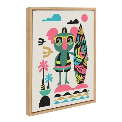 Mid Century Modern Neon Surf Koala Canvas Print, 24x18