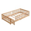 CAVINAS Kids Toddler Bed with Door,Full/Twin/Queen Size Floor Bed with Fence,Montessori Bed for Bedroom Playroom,Brown/White/Gray - 4 of 4