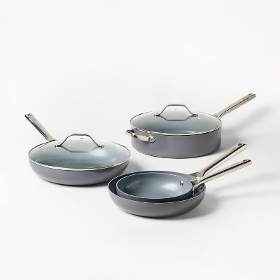 12pc Nonstick Ceramic Coated Aluminum Cookware Set Dark Gray - Figmint™