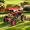 Tangkula Rolling Garden Cart Wagon Scooter w/ 360° Swivel Seat & Storage Tray & Basket - 3 of 4