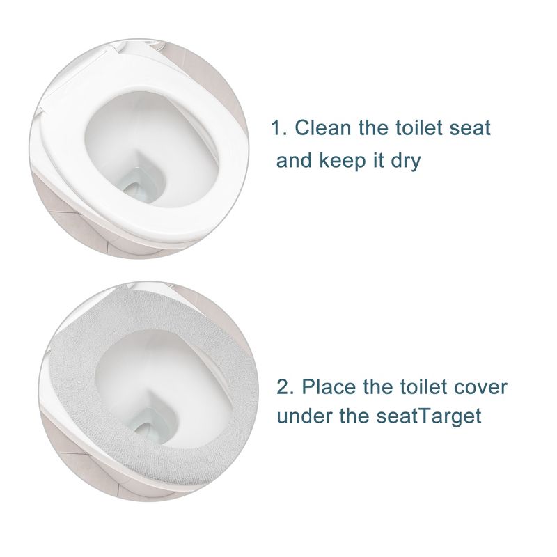 Unique Bargains Stretchable Thicker Toilet Seat Cover Pad Lid Bathroom Washable Reusable 2 Pcs, 5 of 7