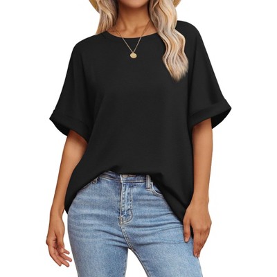 Oversized Tops for Women Summer T Shirts Workout Tees Short Sleeve Blouses Casual Tunic Tops