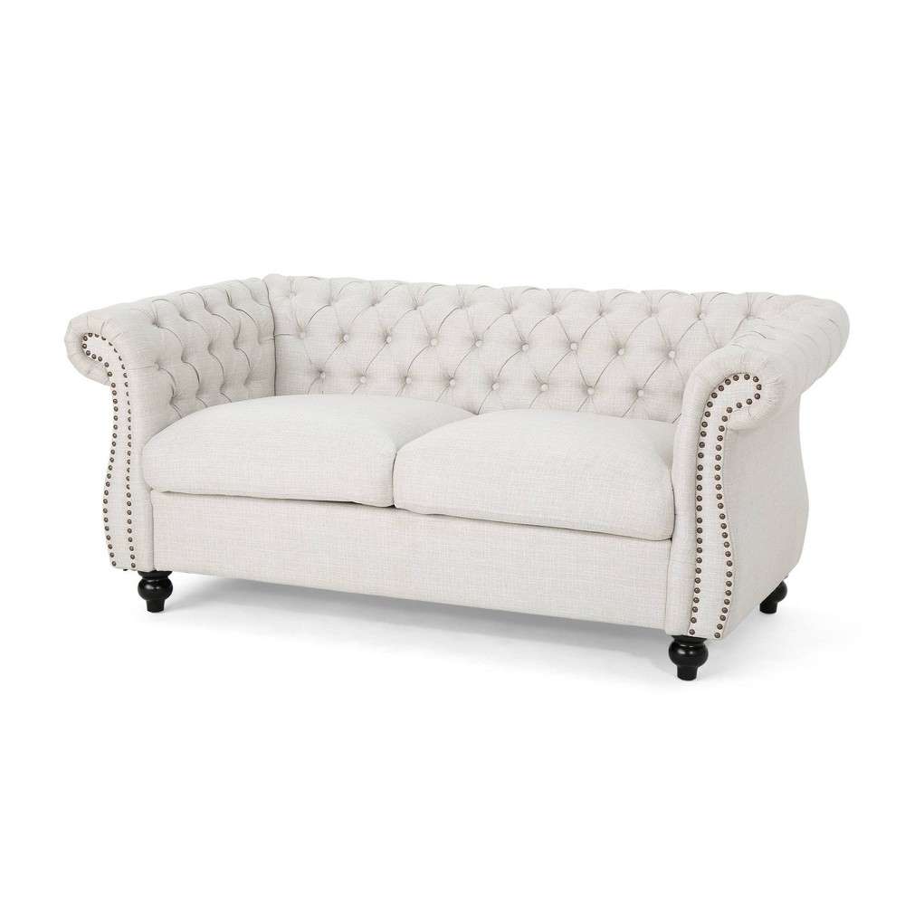 Photos - Sofa Somerville Traditional Chesterfield Loveseat Beige - Christopher Knight Ho