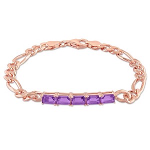 EVERLY JEWELRY | Silver Gemstone Link Bracelet, 7.25 inch - Multiple Metal Color and Gemstone Options - 1 of 4