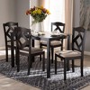 5pc Ruth Modern And Contemporary Fabric Upholstered And Finished Dining Set Dark Brown/ Beige - Baxton Studio: Rectangle Table, Polyester Chairs - 4 of 4
