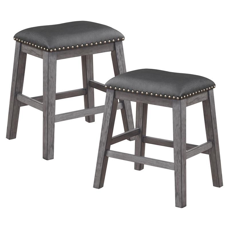 Timbre Contemporary Wood Counter Height Stools in Gray (Set of 2) - Lexicon, 3 of 5