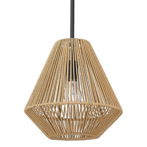 Golden Lighting Valentina 1-light Pendant In Matte Black With Natural ...