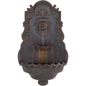 John Timberland Lion Head Rustic 2 Tier Outdoor Wall Water Fountain with LED Light 31 1/2" for Yard Garden Patio Home Deck Porch Exterior Balcony - 1 of 4