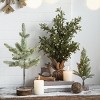 SEVOBAL Party Decorations and Accessories Set of 2 Christmas PVC Trees on Wood Base with Snow for Holiday Decor, Green, 14"*12"*18" - 3 of 4