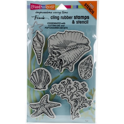 Stampendous Cling Stamps & Stencil Set-Seashells