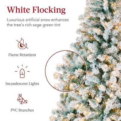 6ft White Flocked Fir Christmas Tree with Warm Lights