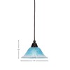 Toltec Lighting Any 1 - Light Pendant in  Dark Granite with 10" Teal Crystal Shade - 2 of 2