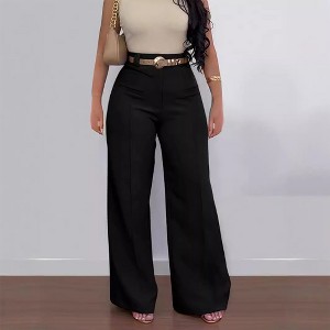 slim fit dress slacks High Waisted Wide Leg Dress Pants || David's Clothing main image 1
