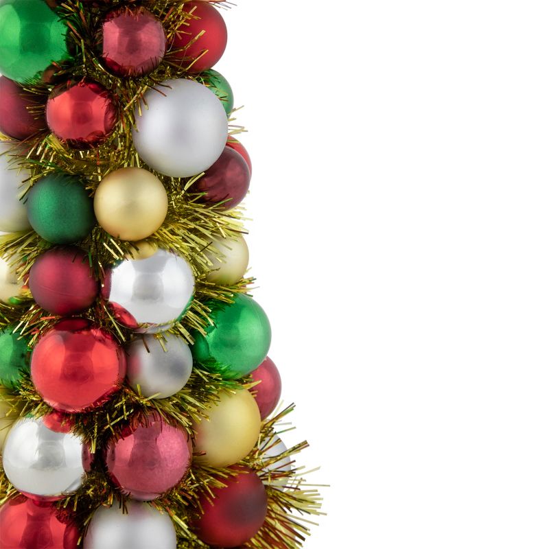 Northlight 15.75" Traditional Colors 3-Finish Shatterproof Ball Christmas Tree with Tinsel, 4 of 6