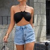 Women's High Waist Wide Leg Denim Shorts Straight Cut Shorts with Side Pockets - 2 of 4